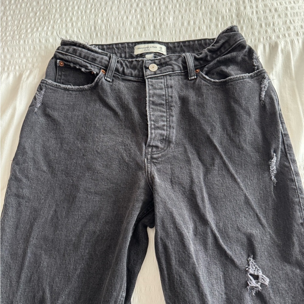 Abercrombie and fitch black “the dad” high rise curve love Jean size 28 (6) - Picture 3 of 11